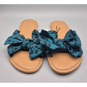 NWT West Loop Slip On Open Back Spotted Bow Strap Ladies Sandals Size 7/8